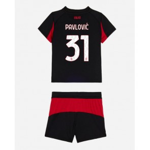 AC Milan Strahinja Pavlovic #31 Hjemmebanetrøje Børn 2025-26 Kortærmet (+ Korte bukser)